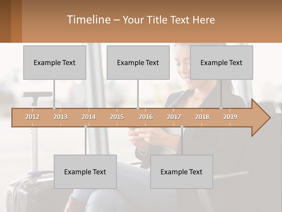 A Woman Sitting In A Chair Looking At Her Cell Phone PowerPoint Template