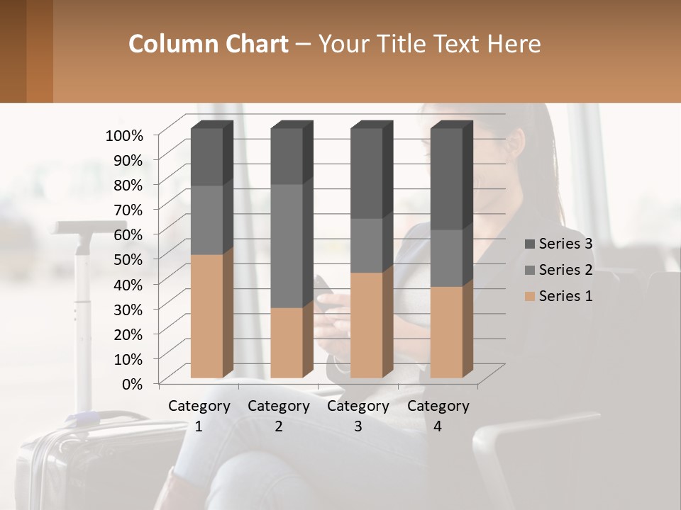 A Woman Sitting In A Chair Looking At Her Cell Phone PowerPoint Template