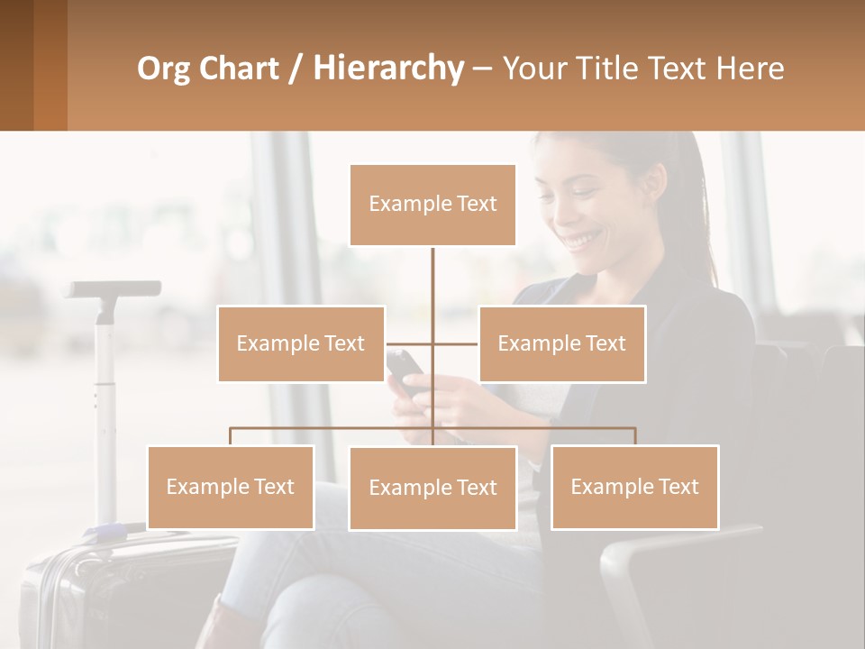 A Woman Sitting In A Chair Looking At Her Cell Phone PowerPoint Template