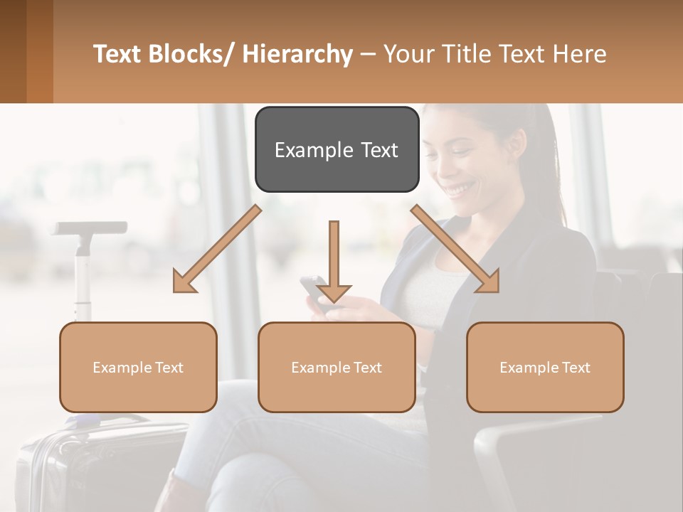 A Woman Sitting In A Chair Looking At Her Cell Phone PowerPoint Template