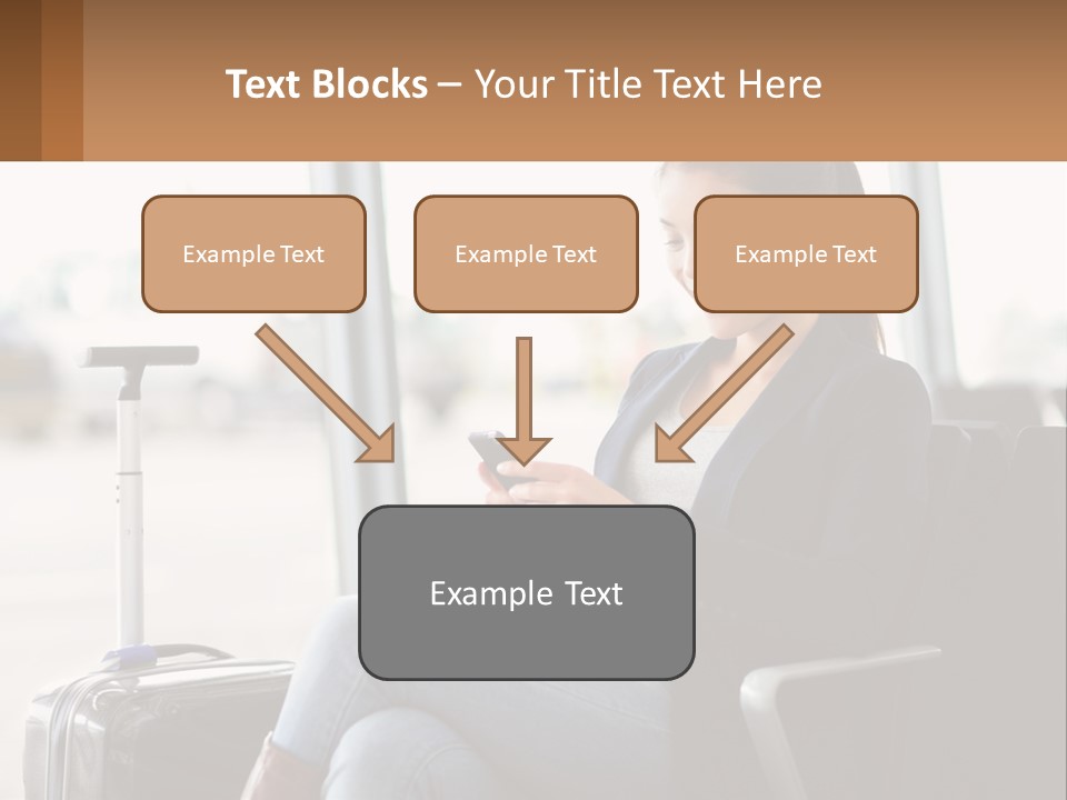 A Woman Sitting In A Chair Looking At Her Cell Phone PowerPoint Template