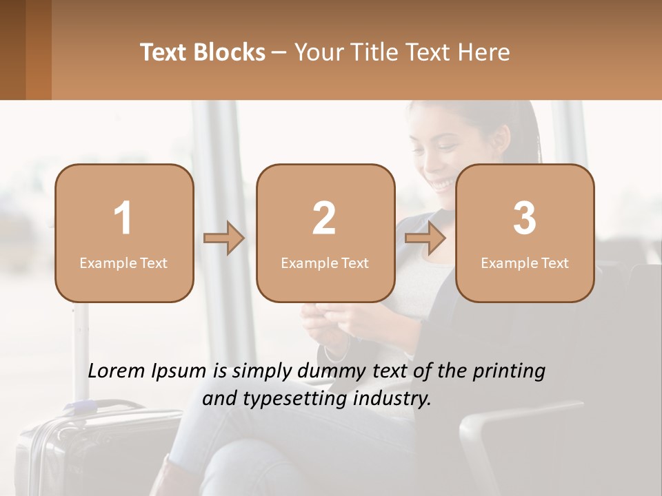 A Woman Sitting In A Chair Looking At Her Cell Phone PowerPoint Template