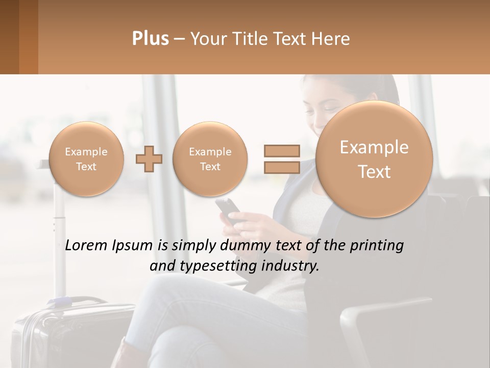 A Woman Sitting In A Chair Looking At Her Cell Phone PowerPoint Template