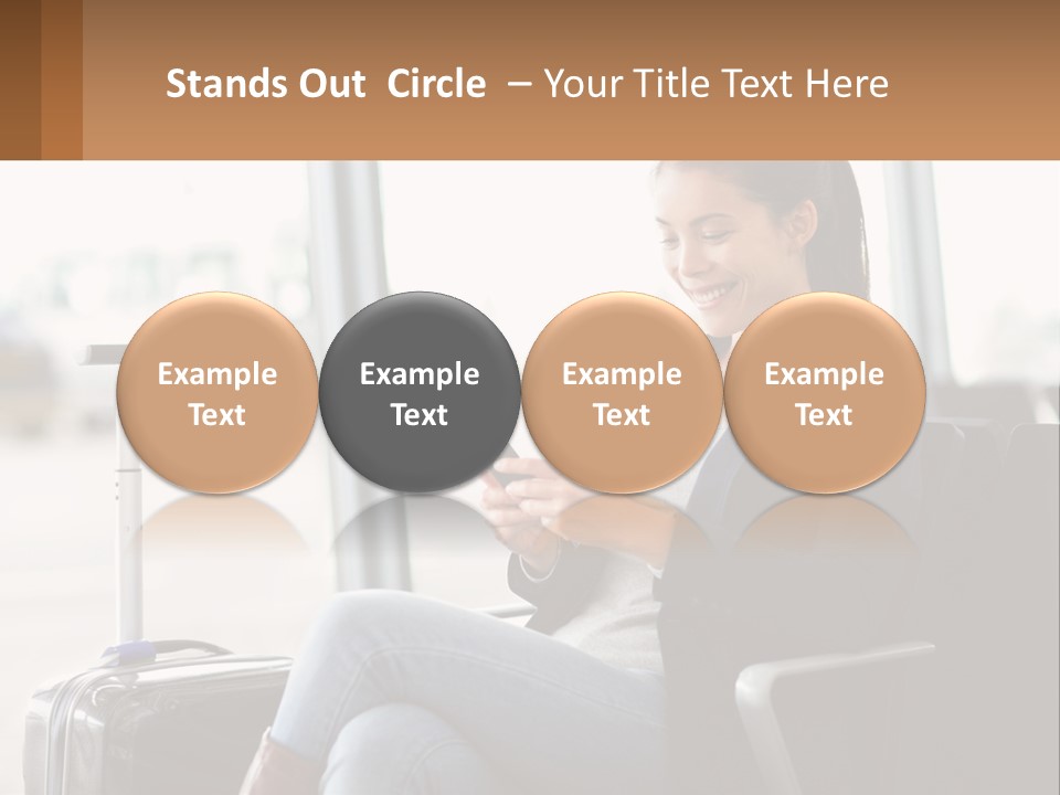 A Woman Sitting In A Chair Looking At Her Cell Phone PowerPoint Template