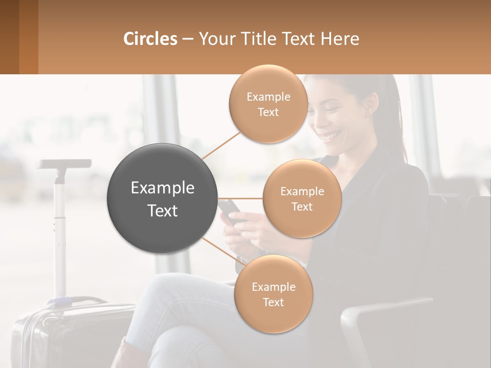 A Woman Sitting In A Chair Looking At Her Cell Phone PowerPoint Template