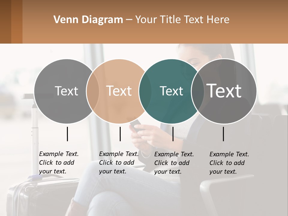 A Woman Sitting In A Chair Looking At Her Cell Phone PowerPoint Template