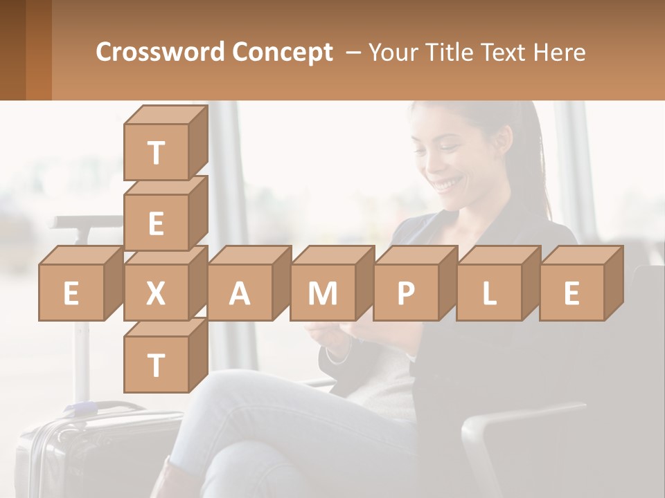 A Woman Sitting In A Chair Looking At Her Cell Phone PowerPoint Template