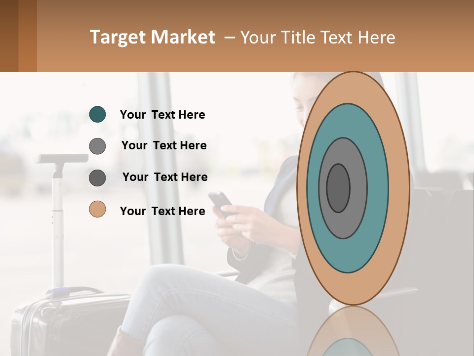 A Woman Sitting In A Chair Looking At Her Cell Phone PowerPoint Template