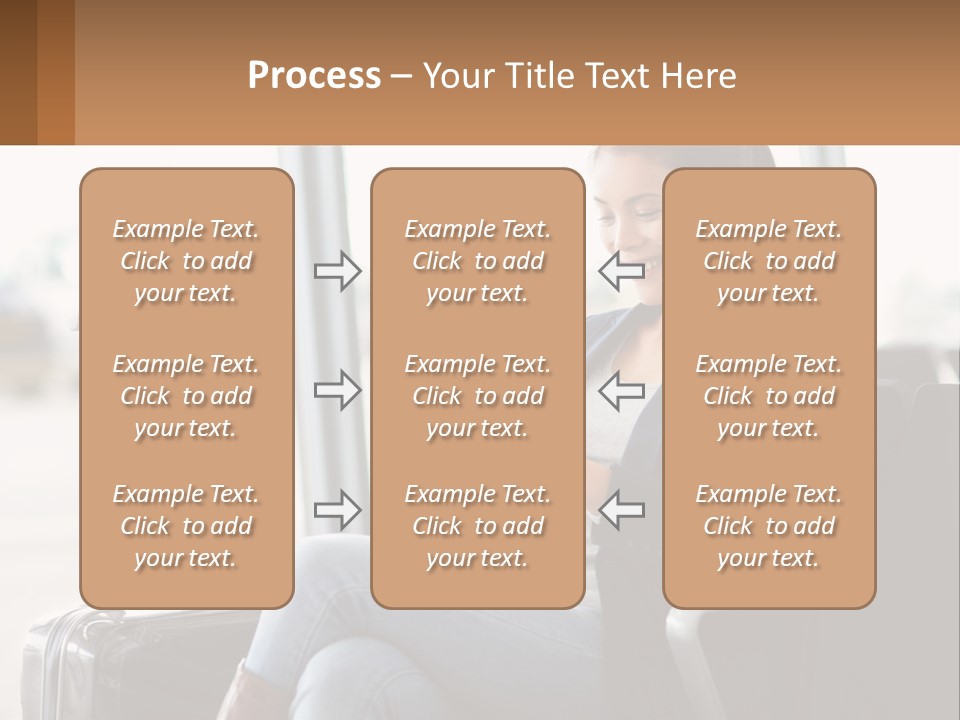 A Woman Sitting In A Chair Looking At Her Cell Phone PowerPoint Template