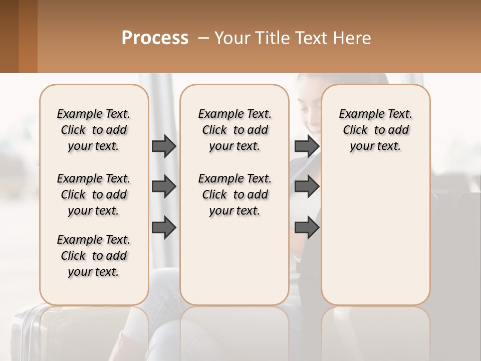 A Woman Sitting In A Chair Looking At Her Cell Phone PowerPoint Template