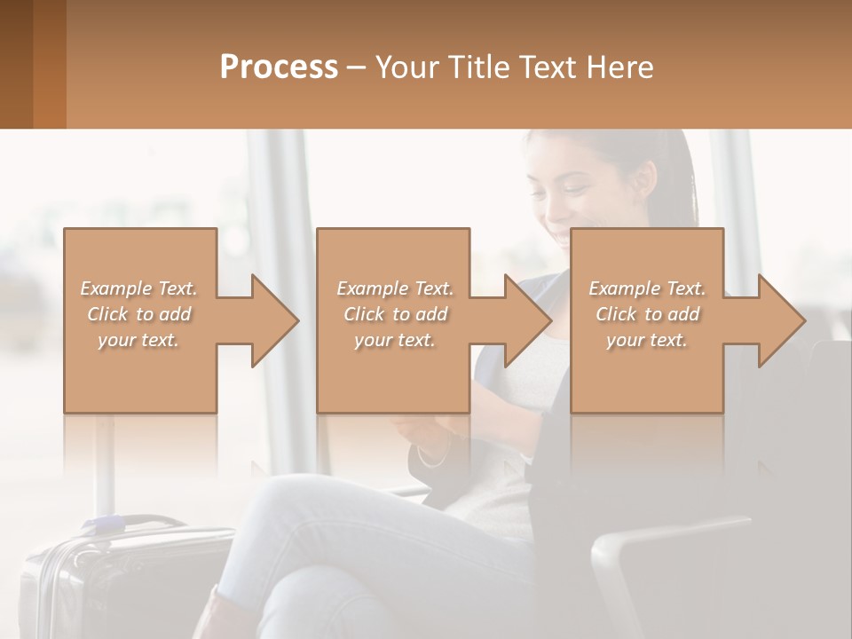 A Woman Sitting In A Chair Looking At Her Cell Phone PowerPoint Template