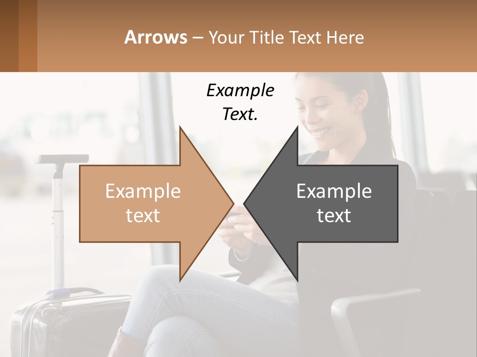 A Woman Sitting In A Chair Looking At Her Cell Phone PowerPoint Template