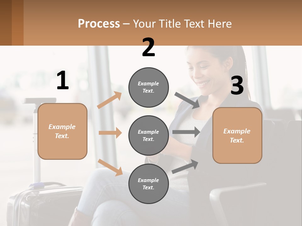 A Woman Sitting In A Chair Looking At Her Cell Phone PowerPoint Template