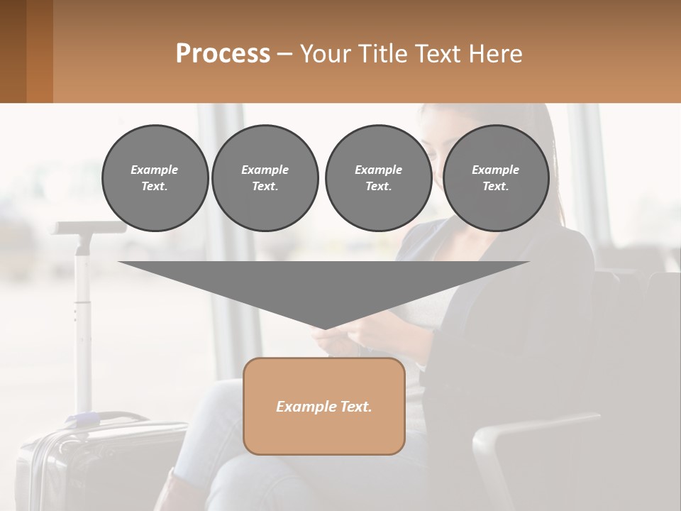 A Woman Sitting In A Chair Looking At Her Cell Phone PowerPoint Template