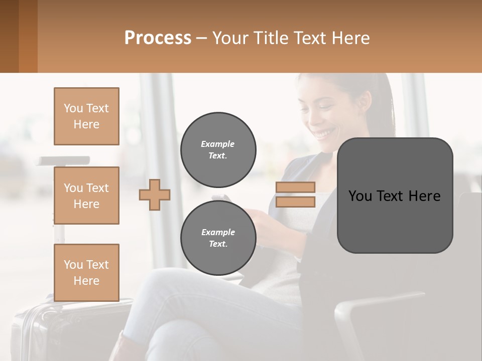 A Woman Sitting In A Chair Looking At Her Cell Phone PowerPoint Template