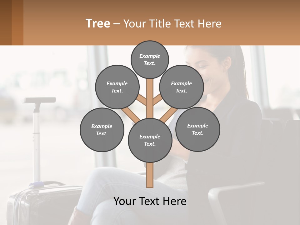 A Woman Sitting In A Chair Looking At Her Cell Phone PowerPoint Template