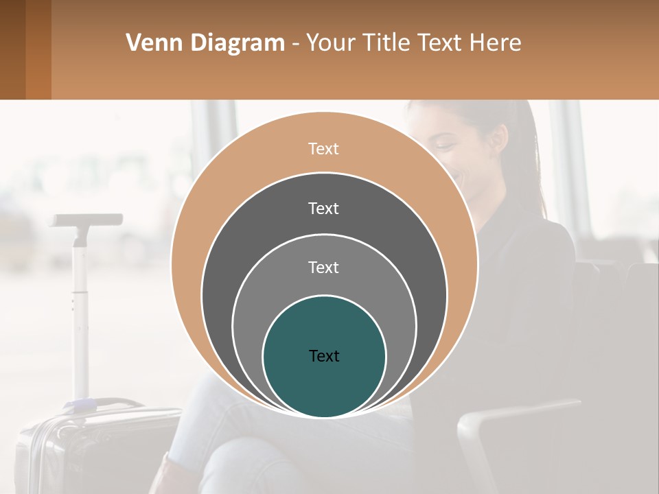 A Woman Sitting In A Chair Looking At Her Cell Phone PowerPoint Template