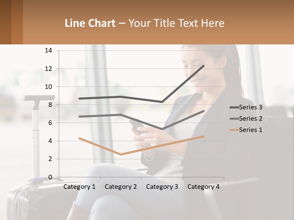 A Woman Sitting In A Chair Looking At Her Cell Phone PowerPoint Template
