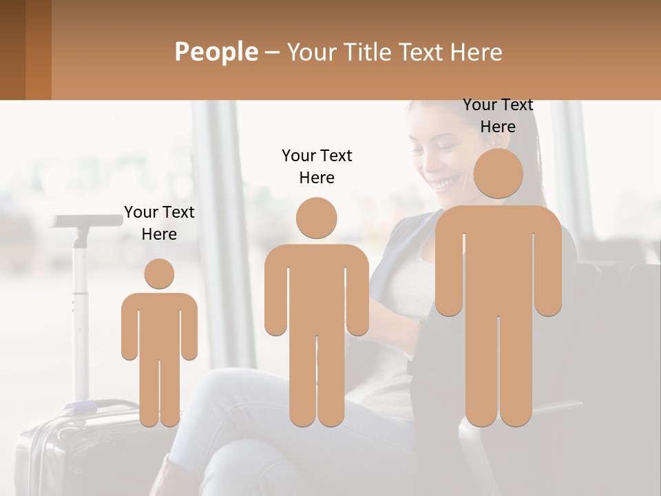A Woman Sitting In A Chair Looking At Her Cell Phone PowerPoint Template
