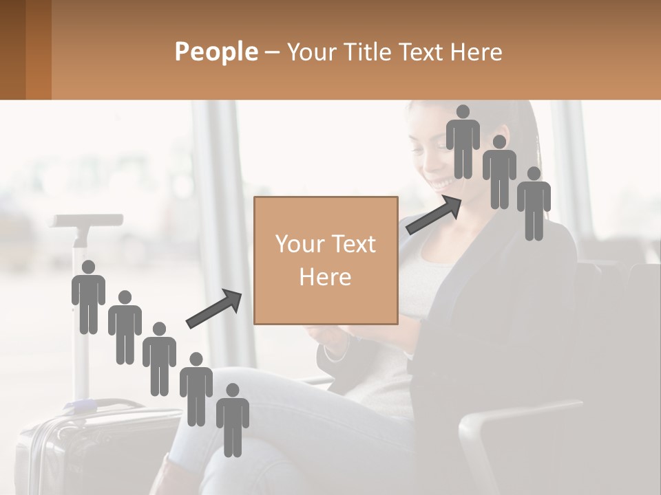 A Woman Sitting In A Chair Looking At Her Cell Phone PowerPoint Template