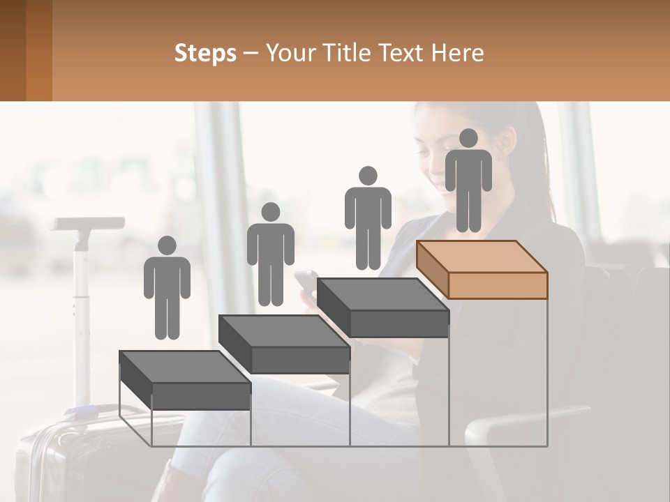 A Woman Sitting In A Chair Looking At Her Cell Phone PowerPoint Template