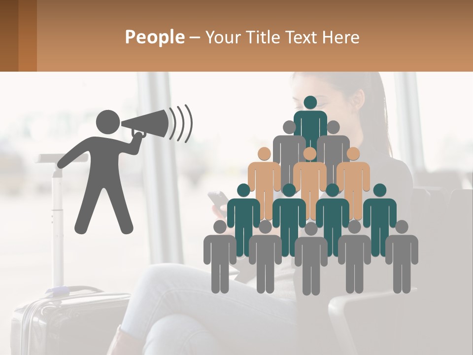 A Woman Sitting In A Chair Looking At Her Cell Phone PowerPoint Template