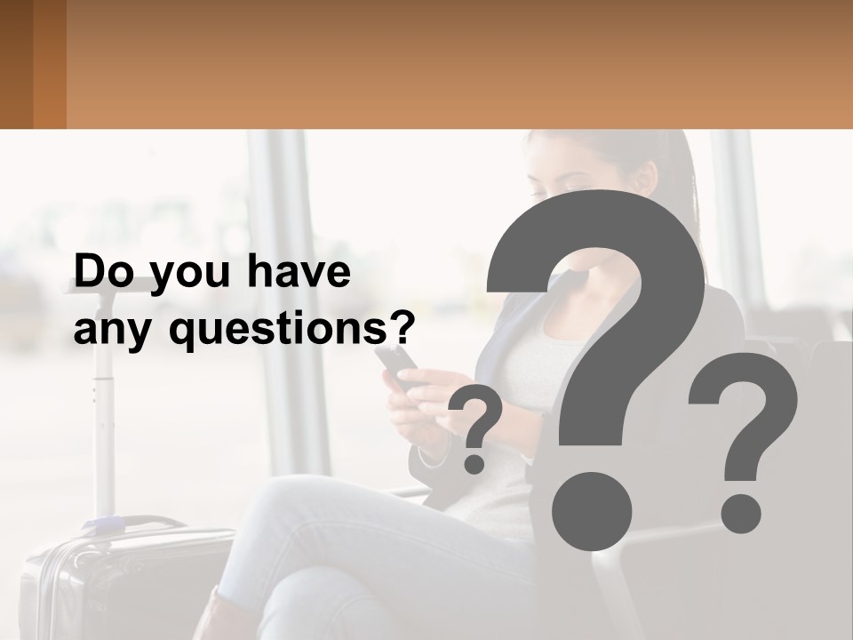 A Woman Sitting In A Chair Looking At Her Cell Phone PowerPoint Template