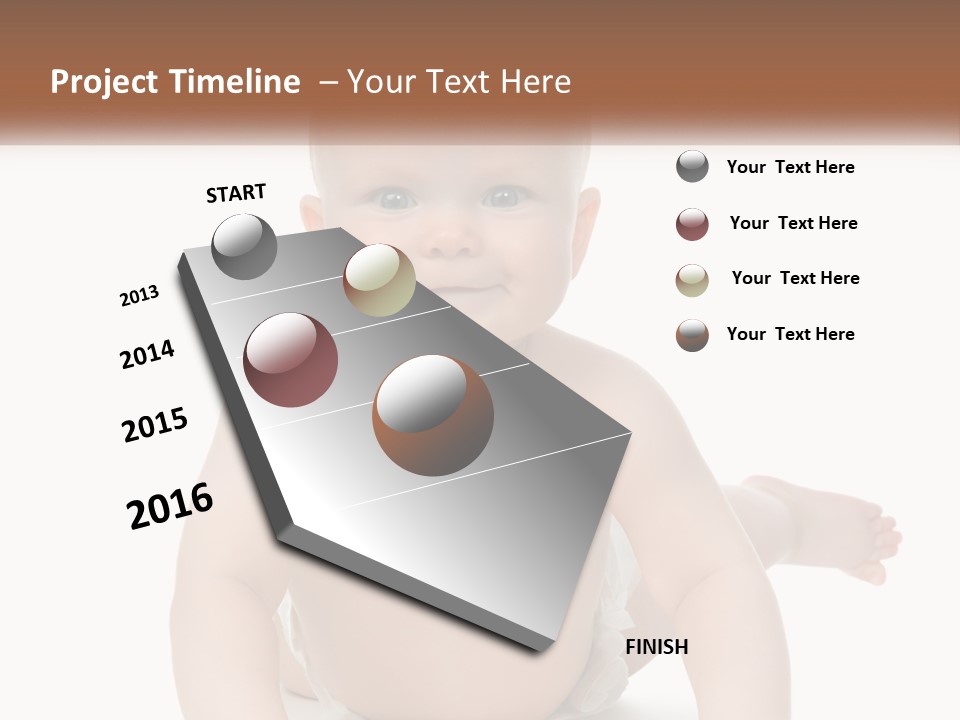 A Baby Sitting On The Ground With A White Background PowerPoint Template