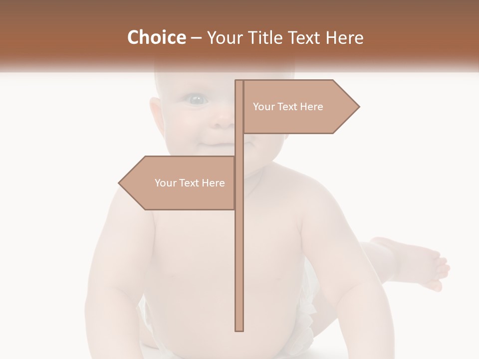 A Baby Sitting On The Ground With A White Background PowerPoint Template