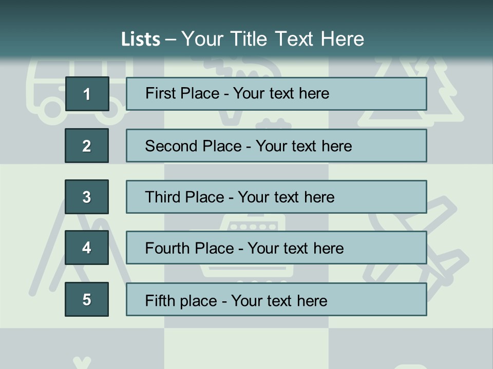 A Set Of Travel Icons With A Green Background PowerPoint Template