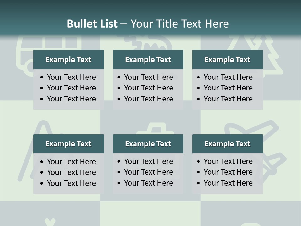A Set Of Travel Icons With A Green Background PowerPoint Template
