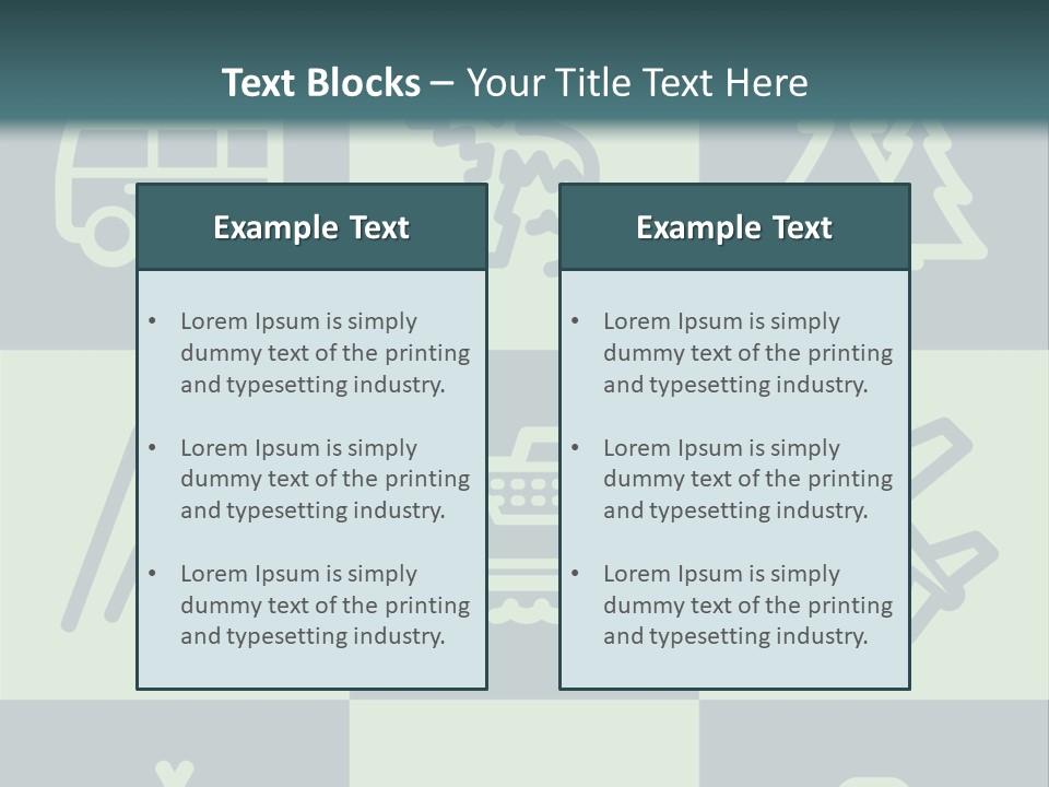 A Set Of Travel Icons With A Green Background PowerPoint Template