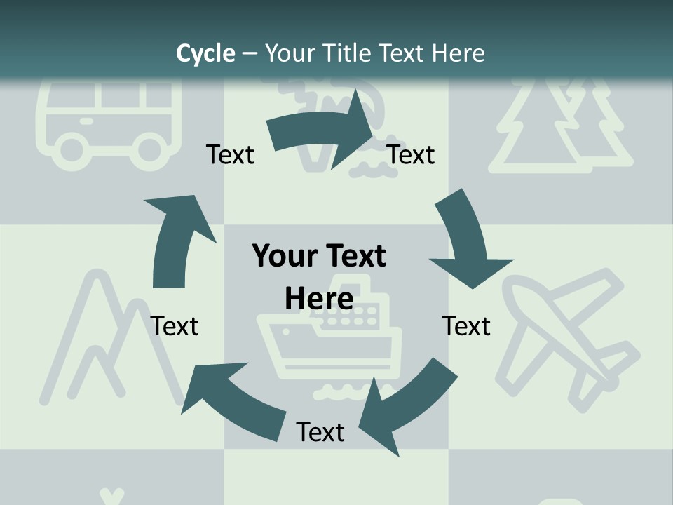 A Set Of Travel Icons With A Green Background PowerPoint Template