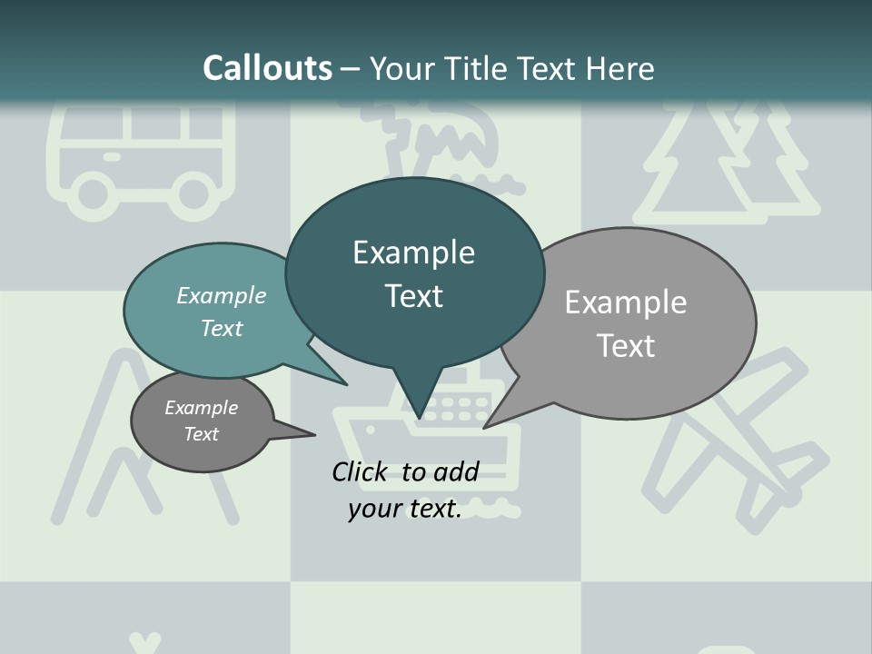 A Set Of Travel Icons With A Green Background PowerPoint Template