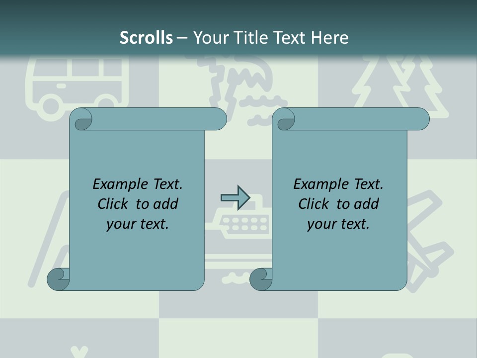 A Set Of Travel Icons With A Green Background PowerPoint Template
