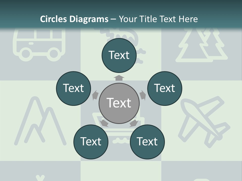 A Set Of Travel Icons With A Green Background PowerPoint Template