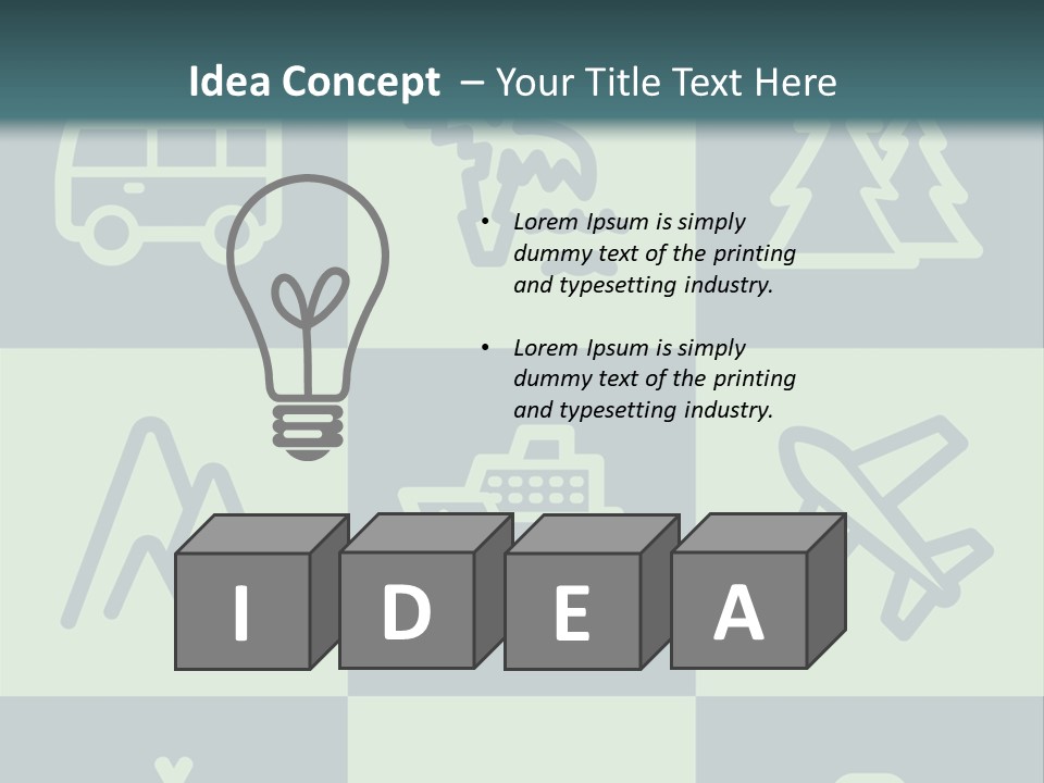 A Set Of Travel Icons With A Green Background PowerPoint Template
