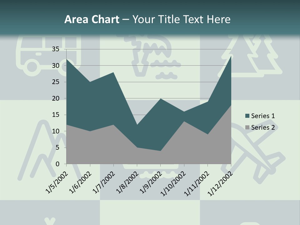 A Set Of Travel Icons With A Green Background PowerPoint Template