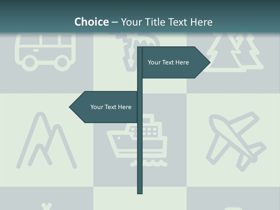A Set Of Travel Icons With A Green Background PowerPoint Template