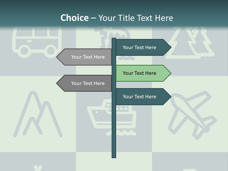 A Set Of Travel Icons With A Green Background PowerPoint Template