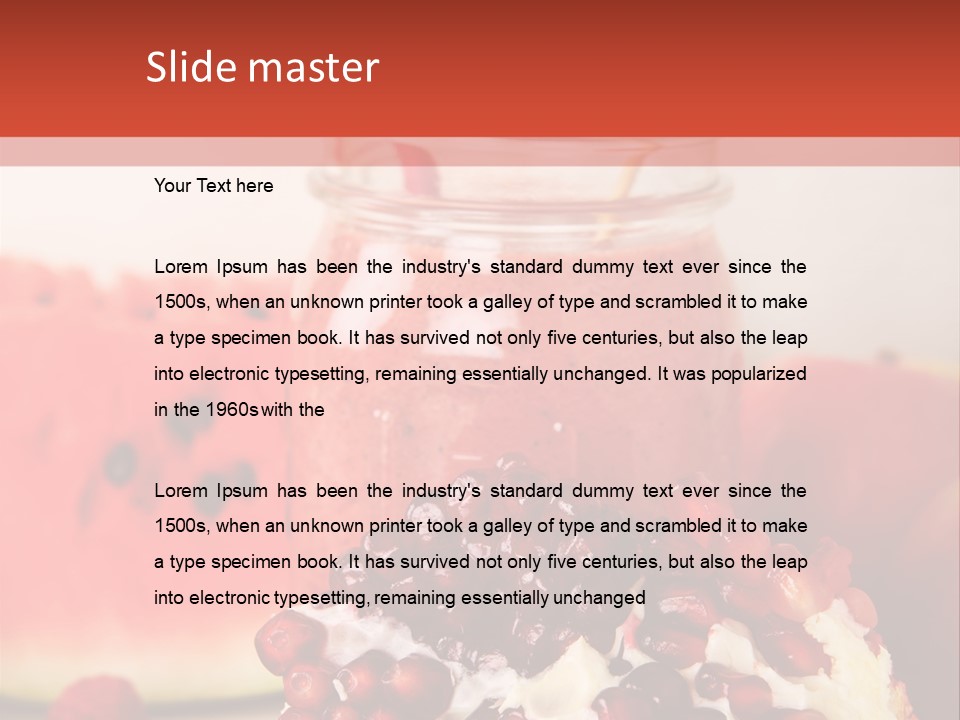 A Watermelon And Pomegranate Drink In A Jar With A Straw PowerPoint Template