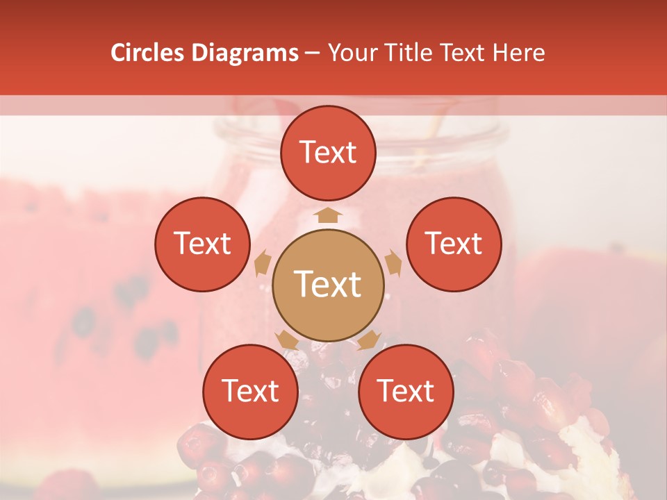 A Watermelon And Pomegranate Drink In A Jar With A Straw PowerPoint Template