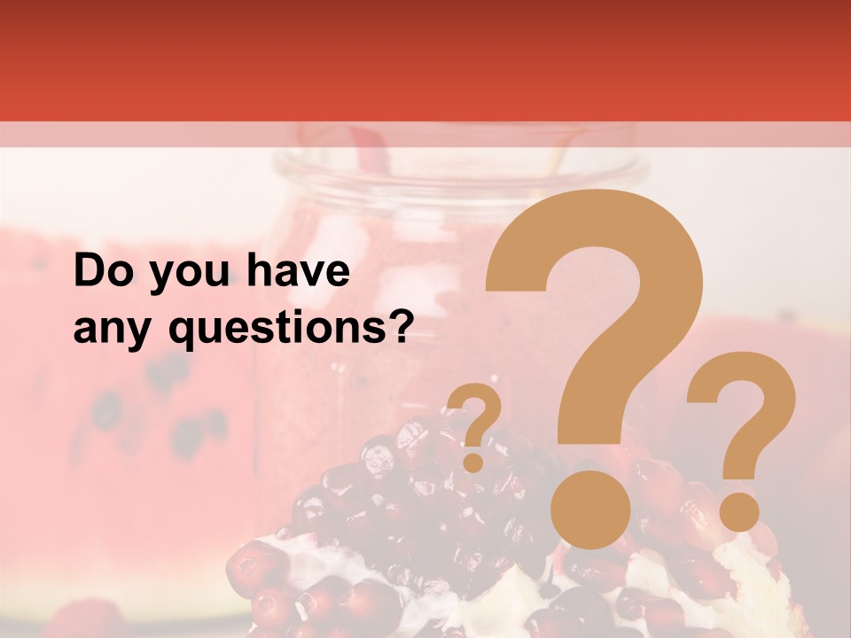 A Watermelon And Pomegranate Drink In A Jar With A Straw PowerPoint Template