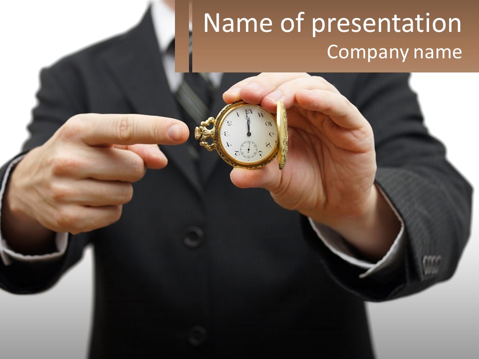 A Man In A Suit Holding A Pocket Watch PowerPoint Template