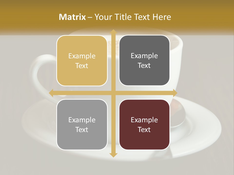A Cup Of Coffee On A Saucer On A Wooden Table PowerPoint Template