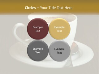 A Cup Of Coffee On A Saucer On A Wooden Table PowerPoint Template