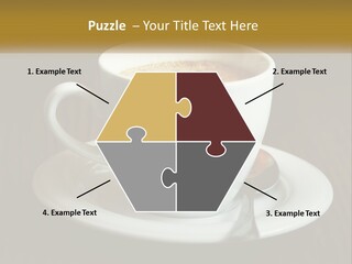 A Cup Of Coffee On A Saucer On A Wooden Table PowerPoint Template