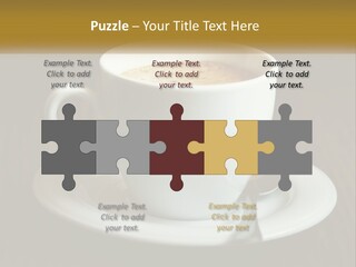 A Cup Of Coffee On A Saucer On A Wooden Table PowerPoint Template