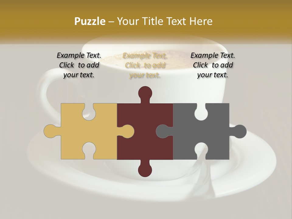 A Cup Of Coffee On A Saucer On A Wooden Table PowerPoint Template
