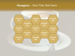 A Cup Of Coffee On A Saucer On A Wooden Table PowerPoint Template